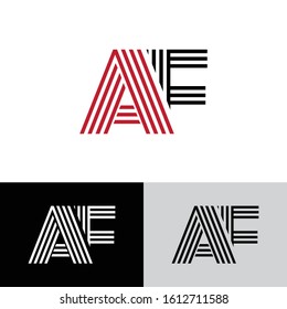 Initial letter af uppercase modern logo design template elements. Black, red and white letter Isolated on white, black and grey background. Suitable for business, consulting group company.