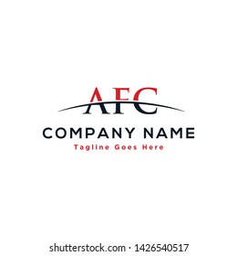 Initial letter AFC, overlapping movement swoosh horizon logo company design inspiration in red and dark blue color vector