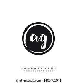 Initial letter AG beautiful handwriting logo vector template