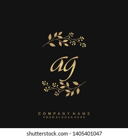Initial letter AG beautiful handwriting logo vector template