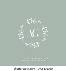 Initial letter AG beautiful handwriting logo vector template