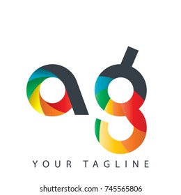 Initial Letter AG Curve Rounded Design Logo