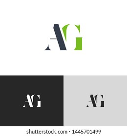 Initial Letter ag a g  uppercase modern logo design template elements. green letter Isolated on black white grey background. Suitable for business, consulting group company.