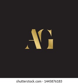 Initial letter ag a g  uppercase modern logo design template elements. Gold letter Isolated on black  background. Suitable for business, consulting group company.