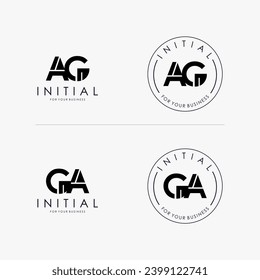 Initial letter AG GA logo design Simple isolated on white Background. Usable for Business and Branding Logos.