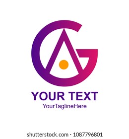Initial letter AG or GAlogo design template element colored purple yellow circle for business and company identity