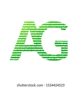 initial letter AG with green strips line vector  