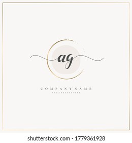Initial Letter AG handwriting logo hand drawn template vector, logo for beauty, cosmetics, wedding, fashion and business, and other