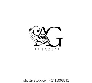 Initial Letter AG Linked Beauty Flourishes Monogram White Background Logo