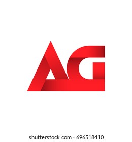 Initial letter AG linked design, vector icon for professional branding in red color.