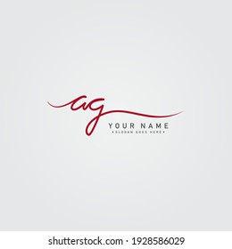 Initial Letter AG Logo - Hand drawn Signature Style Logo