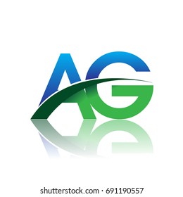 initial letter AG logotype company name colored blue and green swoosh design. vector logo for business and company identity.
