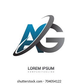 initial letter AG logotype company name colored blue and grey swoosh design. logo design for business and company identity.