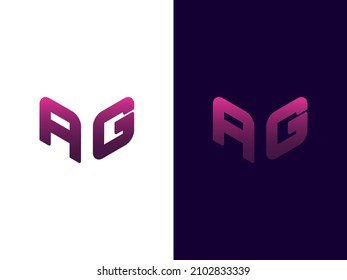 Initial letter AG minimalist and  modern 3D logo design