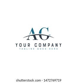 Initial letter AG, overlapping movement swoosh horizon logo company design inspiration in blue and gray color vector