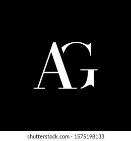 Letra inicial AG en mayúsculas elementos modernos de diseño de logotipo. Letra blanca aislada sobre fondo negro. Apropiado para negocios, empresa de grupo de consultoría.