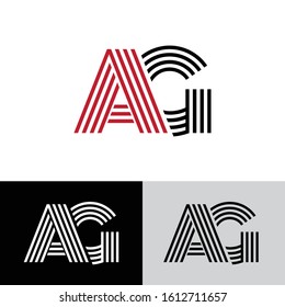 La letra inicial contiene elementos de plantilla de diseño de logotipo moderno en mayúsculas. Letra negra, roja y blanca aislada en fondo blanco, negro y gris. Apropiado para negocios, empresa de grupo de consultoría.