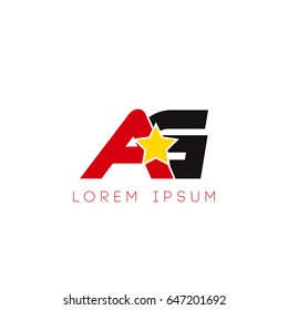 Initial letter ag yellow star logo red black