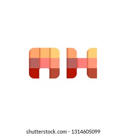 Initial Letter AH, A, H Square Pixel Logo Design Inspiration in Red Gradient Color for Media, Technology Brand Identity.