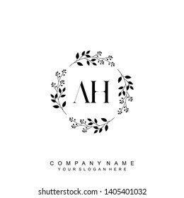 Initial letter AH beautiful handwriting logo vector template