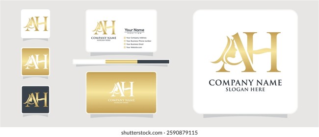 Initial Letter AH Beauty Face Logo Design Vector
