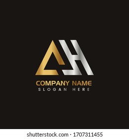 Initial Letter AH capital logo icon design template elements. Modern line logo with gold silver luxury style. Can be used for business, company group, consulting, finance. Vector Illustration.