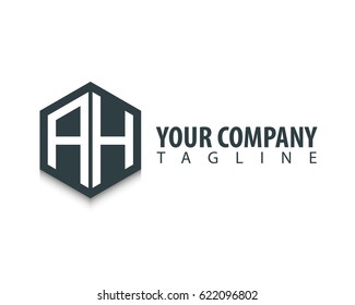 Initial Letter AH Design Box Logo