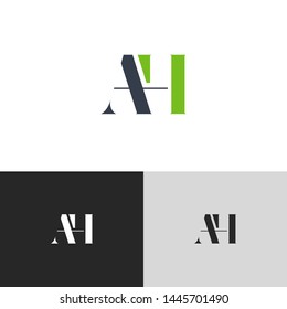 Initial Letter ah a h  uppercase modern logo design template elements. green letter Isolated on black white grey background. Suitable for business, consulting group company.
