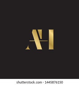Initial letter ah a h  uppercase modern logo design template elements. Gold letter Isolated on black  background. Suitable for business, consulting group company.