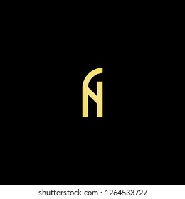 Initial letter AH HA minimalist art logo, gold color on black background.