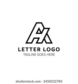 Initial Letter AH HA Minimalist logo design