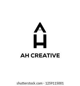 Initial Letter AH HA with Pencil Creative Negative Space Logo Design Inspiration