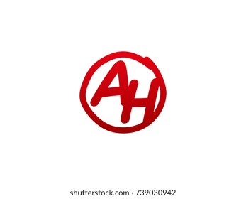 The initial letter AH handwritten logo