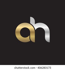 initial letter ah linked circle lowercase logo gold silver black background