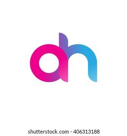 initial letter ah linked circle lowercase logo pink blue