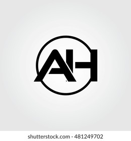 Initial letter ah linked circle uppercase monogram logo black.