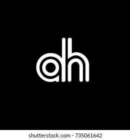 Initial letter ah, linked outline rounded lowercase, white color