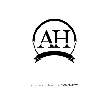 initial letter AH logo monogram retro black