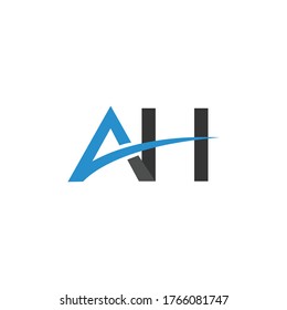 initial letter AH logotype company name colored blue and grey swoosh design. vector logo for business and company identity.