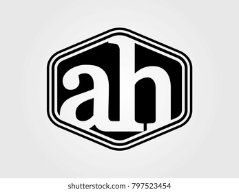 Initial letter ah lowercase logo minimalist black