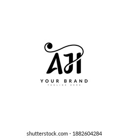 Letra inicial AH, logotipo de monograma de lujo. Logo de la tipografía para empresas y negocios.  