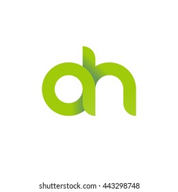 Letra inicial AH moderno círculo enlazado redondo en minúsculas Logo Verde