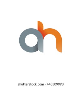 initial letter ah modern linked circle round lowercase logo orange gray
