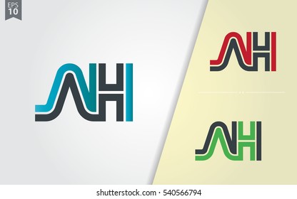 Initial Letter AH NH Linked Design Logo Company