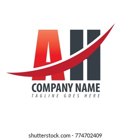 Initial Letter AH Overlapping Design Logo