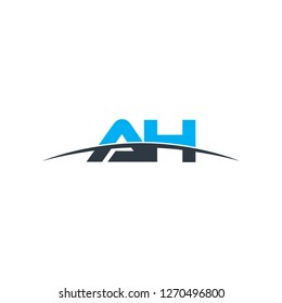 Initial letter AH overlapping movement swoosh horizon logo vector for logo company isolated in black background