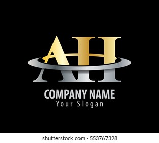 Initial Letter AH With Overlapping Swoosh Circle