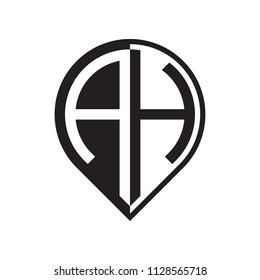 initial letter ah pin logo black