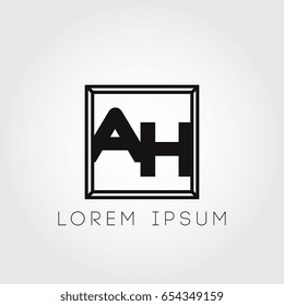 initial letter ah square logo black vector template