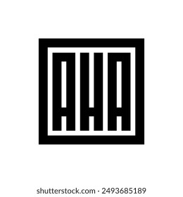 Letra inicial AHA logo diseño Elementos de Plantilla, alfabeto cuadrado geométrico AHA logo monograma, negro sobre fondo blanco